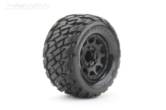 Picture of Jetko 1/10 MT 2.8 EX-ROCKFORM/Claw Rim/Black/Medium Soft/Glued (2pcs) Includes Adapters for Traxxas Stampede, Rustler, Hoss, Arrma Granite. 12mm, 14mm and 17mm Hex