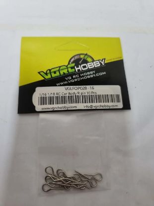 Picture of VGRC Hobby VGLFOP028-16 1/16 or 1/18 RC Car Body Pins/Clips Silver (10pcs) 