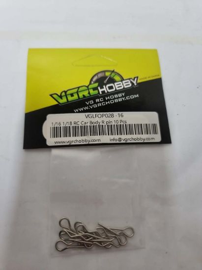 Picture of VGRC Hobby VGLFOP028-16 1/16 or 1/18 RC Car Body Pins/Clips Silver (10pcs) 