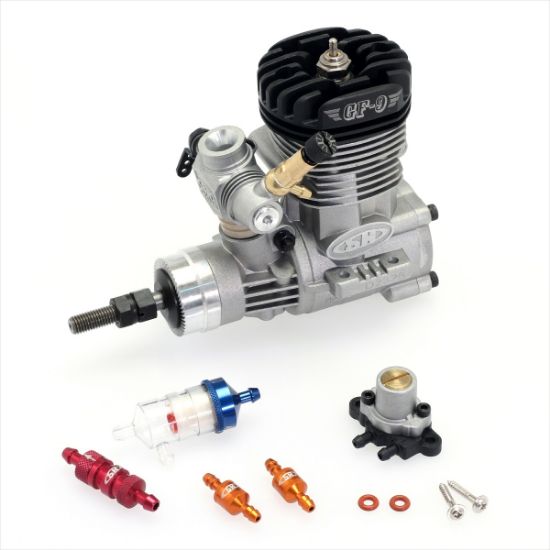 Picture of SH Engines GF55S01R GF-9 55 size Aircraft Petrol Engine using a "Glow Plug" (not Spark Plug/CDI) pumped, side exhaust with muffler