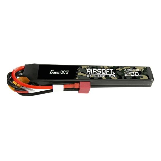 Picture of Gens Ace GA1200-3S25-AS 3S 11.1V 1200mAh 25c Airsoft Gun Lipo Battery Deans Plug