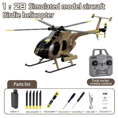 Picture of RC ERA C189-C MD500 Bird 1:28 Gyro Stabilization RC Helicopter -RTF - Camouflage- Optical Flow Positioning and Altitude Hold  