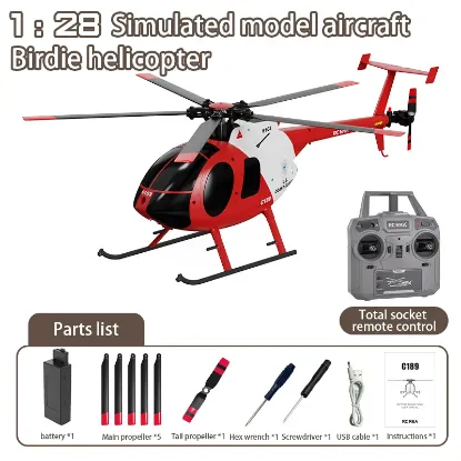 Picture of RC ERA C189-R MD500 Bird 1:28 Gyro Stabilization RC Helicopter -RTF - Red- Optical Flow Positioning and Altitude Hold 