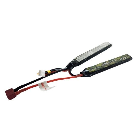Picture of Gens Ace GA1300-2S25-AS-S2 Gens Ace 1300mAh 25C 2S 7.4v Airsoft Gun Saddle/Split Lipo Battery, 122x20x5mm 63g, T-Plug/Deans