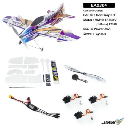 Picture of Dancing Wings EA0304 F3P Ultralite Indoor Airplane Devil Ray 800mm PNP