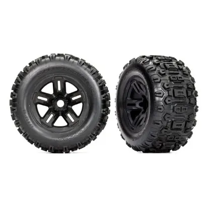 Picture of Traxxas 9672 Sledgehammer 3.8" black wheels, Sledgehammer tires, foam inserts