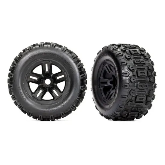 Picture of Traxxas 9672 Sledgehammer 3.8" black wheels, Sledgehammer tires, foam inserts